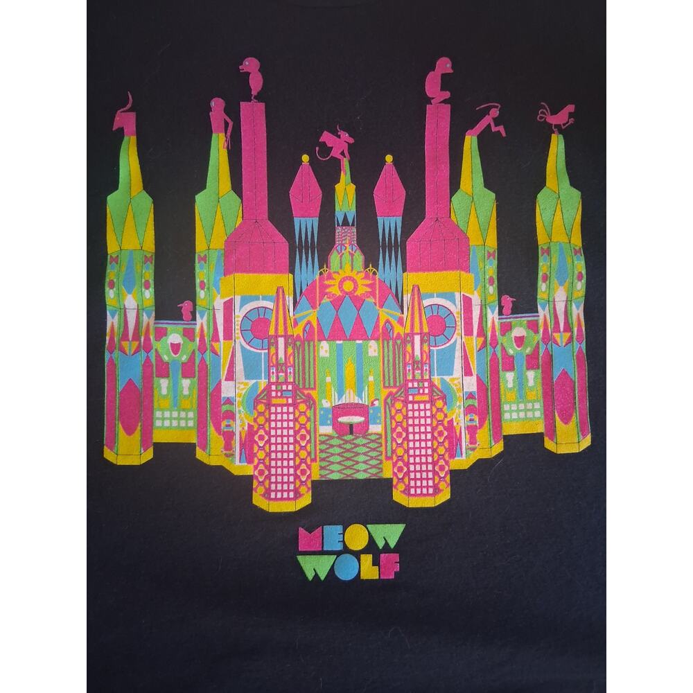 Meow Wolf Denver black womens crop top t-shirt Size XS